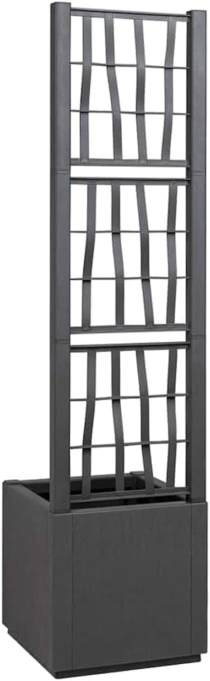 Anthracite Garden Planter with Trellis 36x36x140 cm Polypropylene Raised Garden Bed for Outdoor Plants