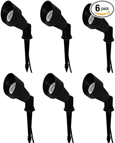 Best Pro Lighting 3W LED Fiberglass Bullet Lights Pack of 6 in Black Finish 12 Volt