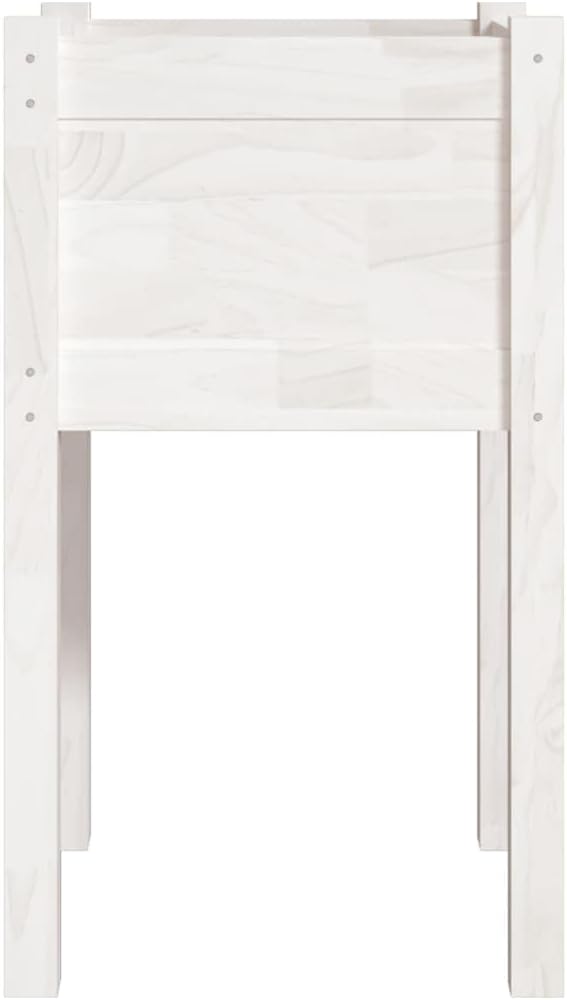Garden Planter Set of 2 White Solid Pinewood 27.6-inch Tall Square Raised Garden Bed for Outdoor Plants Easy Assembly