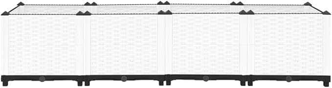 Raised Garden Bed PP Planter Box Garden Boxes Outdoor Raised for Vegetables Fruits Flowers and Herbs White 63x15.7x15 Polypropylene