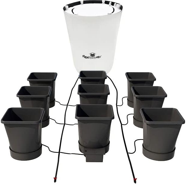 AutoPot 9 Pot XL System with 6.6 Gallon Plastic Pots and 25 Gallon PRO FlexiTank - Self-Watering Gravity-Fed Hydroponic System (9PotXL - 6.6 Gallon - 25 Gallon PRO FlexiTank) Indoor Black