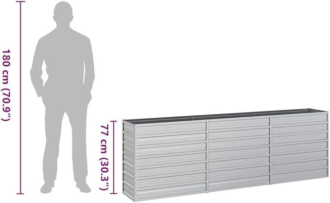 Garden Raised Bed Silver Galvanized Steel 94.5x15.7x30.3 in Gardening Pots &amp Planters 316887