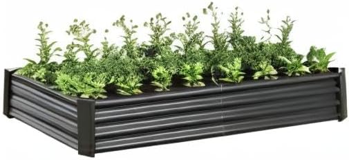 Raised Garden Bed Outdoor Metal Rectangle Raised Planter Beds 6×3×1ft Galvanized Metal Planter Box for Vegetables Flowers Herbs-Black