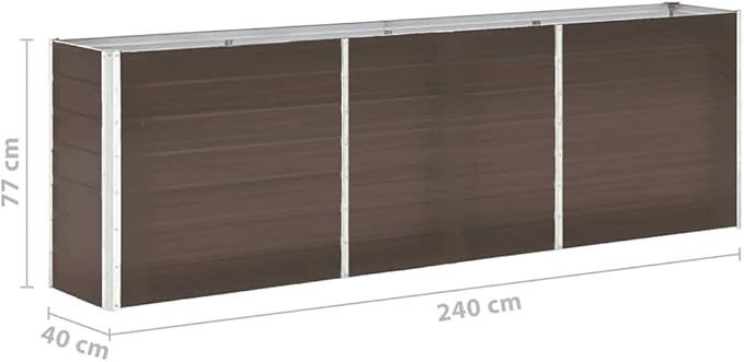 SKM Garden Raised Bed Galvanized Steel 94.5x15.7x30.3 Brown (14.23 KG/31.306 LBS)