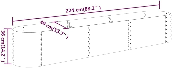 Patio Raised Bed Powder-Coated Steel 88.2x15.7x14.2 Gray Planting Pots Plant Pots Outdoor Large Planters for Outdoor Plants Pot Planter for Plants Porch Outdoor Gardening