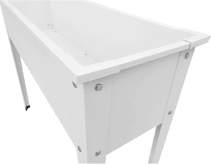 Hanover 39-In. Raised Garden Bed Planter Box with Legs for Flowers Herbs and Vegetables Powder-Coated Galvanized Steel Garden Box for Balcony Patio Porch or Deck White
