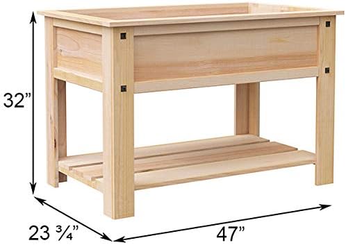 Panacea 81711 Mission Cedar Elevated Garden Bed with Shelf Tan 4'L 32 H