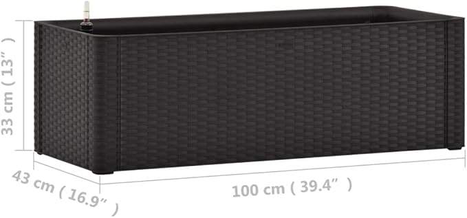 Garden Raised Bed with Self Watering System Anthracite 39.4x16.9x13