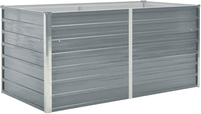 Outdoor Garden Raised Bed Galvanized Steel Metal Outdoor Garden Raised Planter Box for Flowers Vegetables Fruits Herbs Gray 63x31.5x30.3 -AA