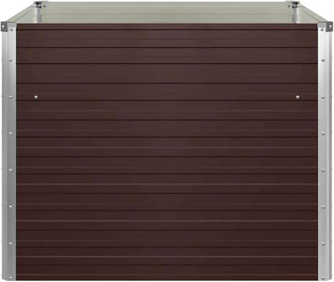 39.4x39.4x30.3 Brown Galvanized Steel Raised Garden Bed Square Raised Planter Box with Safety Edge Fold for Vegetables &amp Flowers Modern Garden Container for Patio &amp Backyard