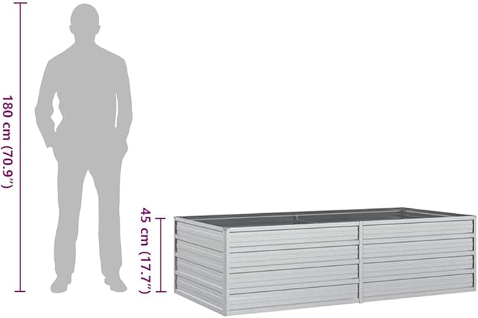 Garden Raised Bed Silver Galvanized Steel 63 Large Rectangular Outdoor Planter for Vegetables Herbs Flowers Durable Garden Beds