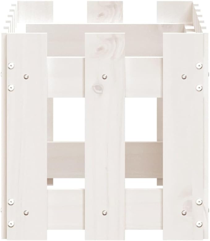 Garden Planter White Solid Pine Wood 23.6x11.8x11.8in Medium Durable Raised Garden Bed for Outdoor Plants Balcony Patio