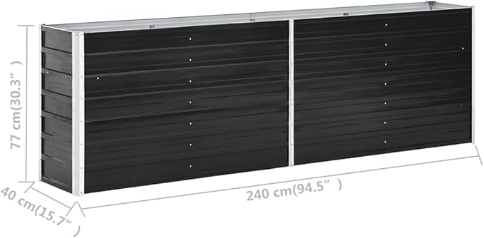 Garden Raised Bed Galvanized Steel 94.5x15.7x30.3 Anthracite