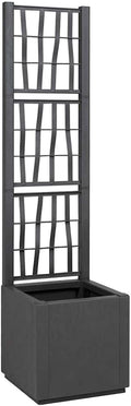Anthracite Garden Planter with Trellis 36x36x140 cm Polypropylene Raised Garden Bed for Outdoor Plants