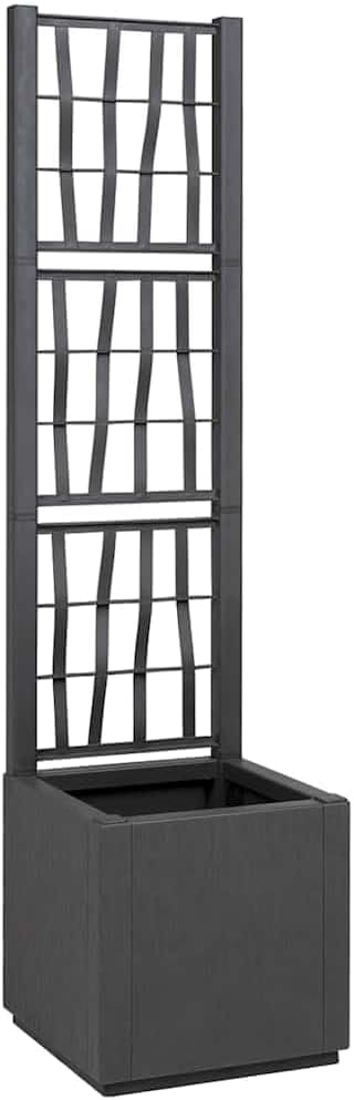Anthracite Garden Planter with Trellis 36x36x140 cm Polypropylene Raised Garden Bed for Outdoor Plants
