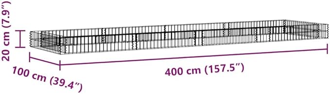 Gabion Raised Bed Silver Galvanized Steel Large Rectangular Outdoor Planter for Garden Patio Heavy Duty Plants 157.5x157.5x7.9 Inches
