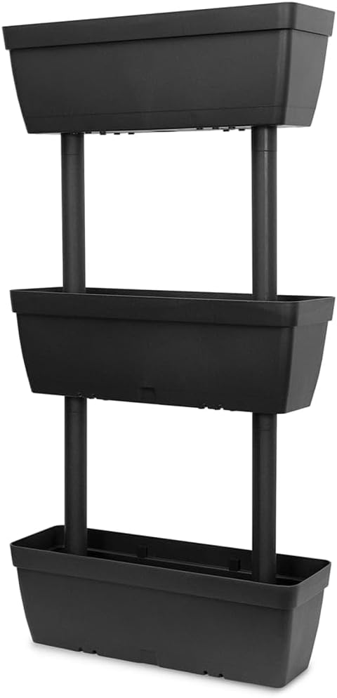 Garden Planter 6 pcs 39.4 Anthracite TPR Weatherproof UV-Proof Raised Garden Bed for Outdoor Plants Balcony &amp Terrace Gardening Expandable Design