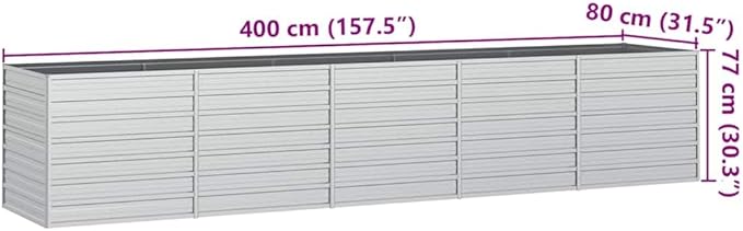 Garden Raised Bed Silver Galvanized Steel 157.5 x 31.5 x 30.3 in Gardening Pots &amp Planters 316900