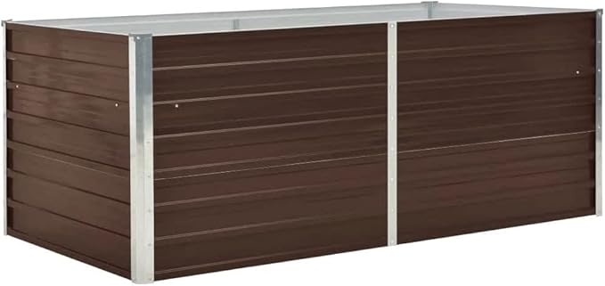Raised Garden Bed 63x31.5x17.7 Galvanized Steel Brown