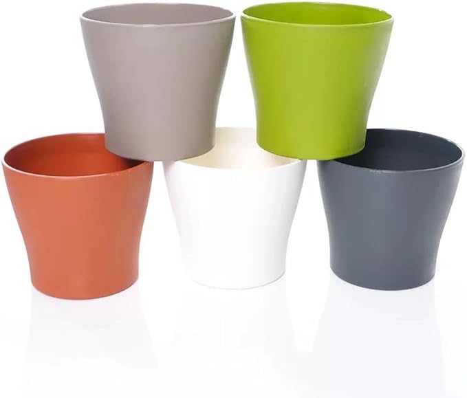 5 Colorful Planter Pots with Mini Garden Hand Transplanting Tools - for Flowers Herbs Succulents Cacti Indoor and Outdoor Plants