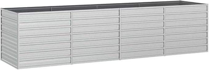 Silver Galvanized Steel Raised Garden Bed 126x31.5x30.3 inch Large Outdoor Planter for Vegetables Flowers Herbs Durable Metal Kit