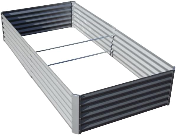 Heavy-Duty Galvanized Steel Raised Garden Bed for Outdoor Vegetable Fruit and Flower Planting – Rust-Resistant Metal Planter Box (8x4x1.5ft (Silver))