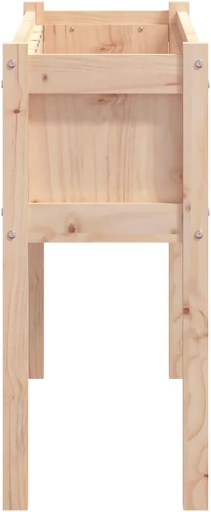 Garden Planter Natural Wood Solid Pine Wood Large Rectangular Raised Bed for Outdoor Plants Oiled Finish 43.3 x 27.6 Inch