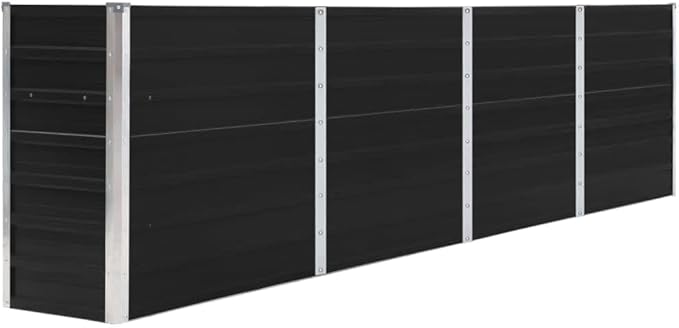 Galvanized Garden Raised Bed Kit Galvanized Planter Raised Garden Boxes Outdoor Metal Raised Garden Beds for Vegetables 126x15.7x30.3 Galvanized Steel Anthracite-299