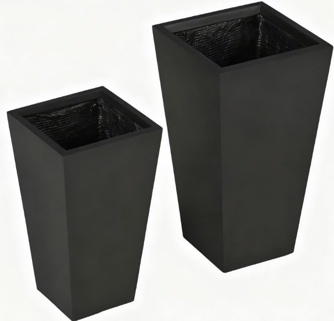 Tall Plant Pot2 Pack Outdoor Planter SetFlower Pots with Drainage Holesfor PorchEntrywayPatioYardGarden