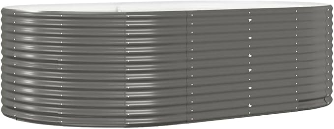 SKM Garden Raised Bed Gray 83.5x55.1x26.8 Powder-Coated Steel (14.44 KG/31.768 LBS)