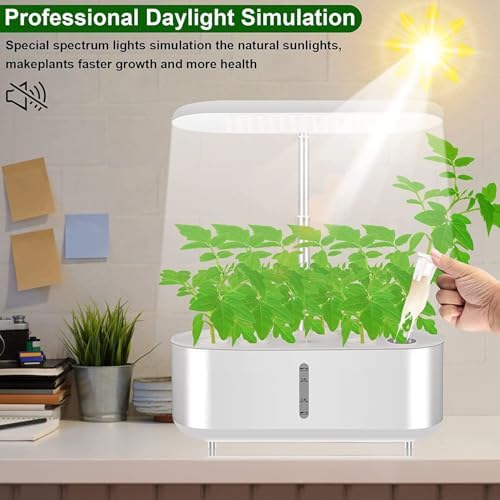 Hydroponic Plant Germination Kit with LED Grow Light Automatic Water Pump 10 Pods 3.6L Tank - Indoor Hydrophonic Planter Grower for Home Kitchen