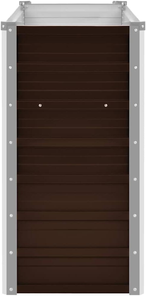 Brown Galvanized Steel Raised Bed 39.4x39.4x30.3 in Outdoor Planter Box for Vegetables Open Bottom Easy Assembly