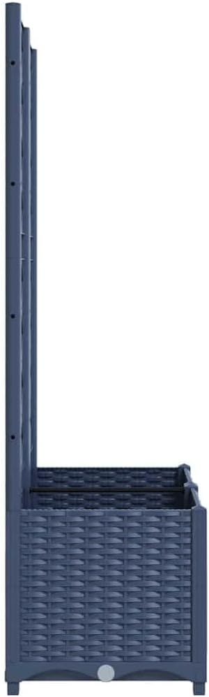 Large Garden Planter with Trellis Blue Grey Polypropylene 31.5x15.7x53.5 Inch Outdoor Raised Garden Bed for Climbing Plants Patio Balcony Decor