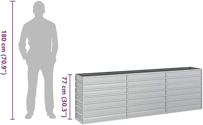 vidaXL Galvanized Steel Raised Bed - Large Durable Outdoor Garden and Patio Planter - Suitable for DIY Gardening Plants Vegetables Herbs and Flowers - Easy Assembly