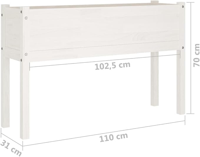 Raised Garden Bed Planter White Solid Pine Outdoor Raised Beds for Gardening 43.3x12.2x27.6 Elevated Planter Box for Flowers and Vegetables