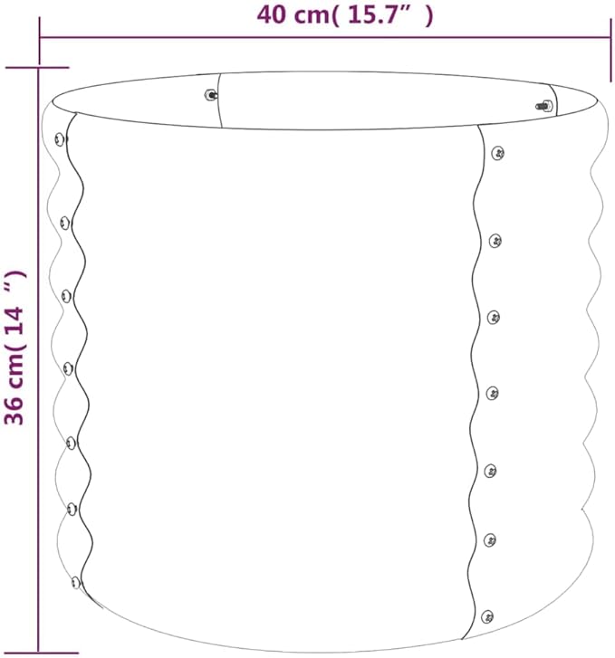 Raised Garden Bed Planter Powder-Coated Steel 15.7x15.7x14.2 Gray Round Shape Garden Raised Bed for Outdoor and Patio Use