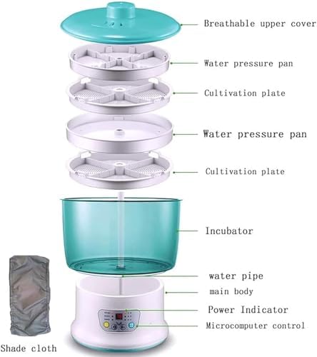 Electric Bean Sprout Maker 2 Layers 1.8L Water Tank Microcomputer Control Automatic Water Cycle for Mung Beans Soybeans Radish Seedlings