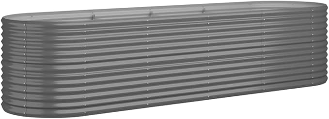 Large Oval Garden Raised Bed Grey Powder-Coated Steel Planter for Outdoor Plants Durable Metal Garden Bed for Vegetables Herbs Flowers 116.5 x 31.5 Inch