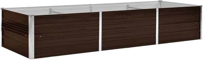 Garden Raised BedFreestanding PlantersMultifunctional High BedsBalcony Planter BoxPlant Privacy FencePatio Raised Bedsfor VegetablesFlowersOutdoorBrown 94.5x31.5x17.7 Galvanized Steel