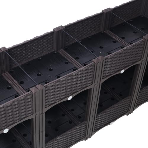 LuckyNote】Planter Raised Beds - Elevated Planter Garden Box with Drainage Plug Raised Garden Beds for Vegetable/Flower/Herb Outdoor Standing Planter Beds Gardening Kit63x15.7x27.7 (Brown)