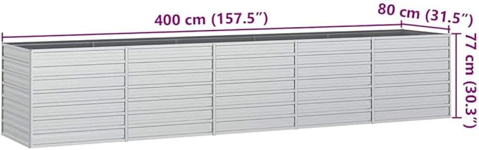 Galvanized Steel Raised Garden Bed 157.5x31.5x30.3 Inch Large Rectangular Outdoor Planter for Vegetables Herbs Flowers Silver Finish