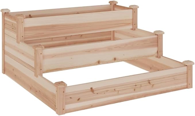 Garden Raised Bed Natural Solid Fir Wood 47.2x47.2x22.0 in Square Planter Box for Outdoor Plants Easy Assembly Gardening