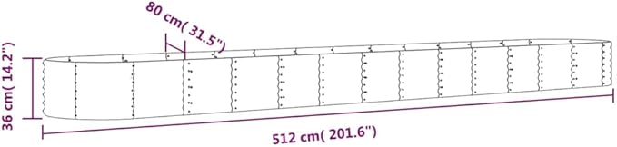 Garden Planters Outdoor Planters Garden Raised Bed Powder-Coated Steel 201.6x31.5x14.2 Gray for Growing Vegetables and Flowers