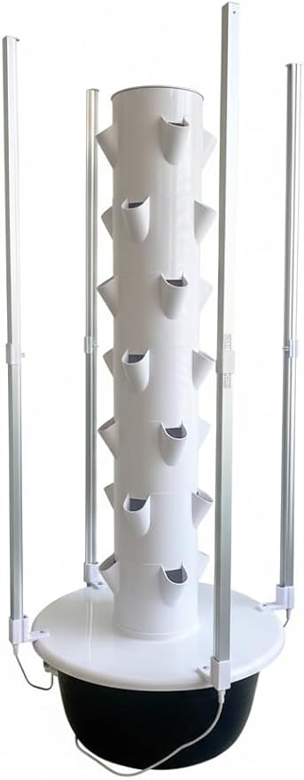 7-Tier Vertical Hydroponic Tower Garden 28-Plant Indoor Growing System with Full Spectrum LED Lights &amp Quiet Water Pump Smart Timer for Herbs &amp Vegetables