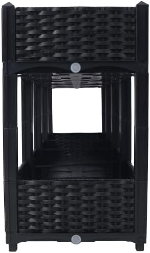 LuckyNote】Planter Raised Beds - Elevated Planter Garden Box with Drainage Plug Raised Garden Beds for Vegetable/Flower/Herb Outdoor Standing Planter Beds Gardening Kit63x15.7x27.7 (Black)