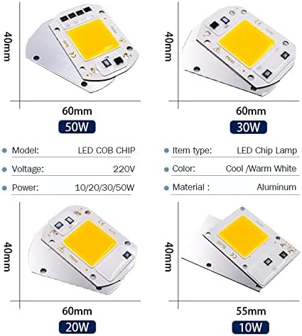 Landscape Lights 10pcs/lot LED COB Lamp Chip 10W 20W 30W 50W AC 220V Smart IC LED Beads DIY for LED Floodlight Spotlight Cold White Warm White LED Street Lamp