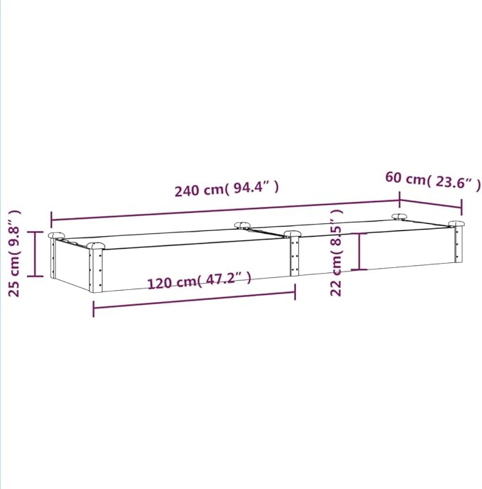 Large Garden Raised Bed Grey Solid Fir Wood Outdoor Planter 94.5x23.6 Inch Rectangular Planter Box for Vegetables Herbs Flowers