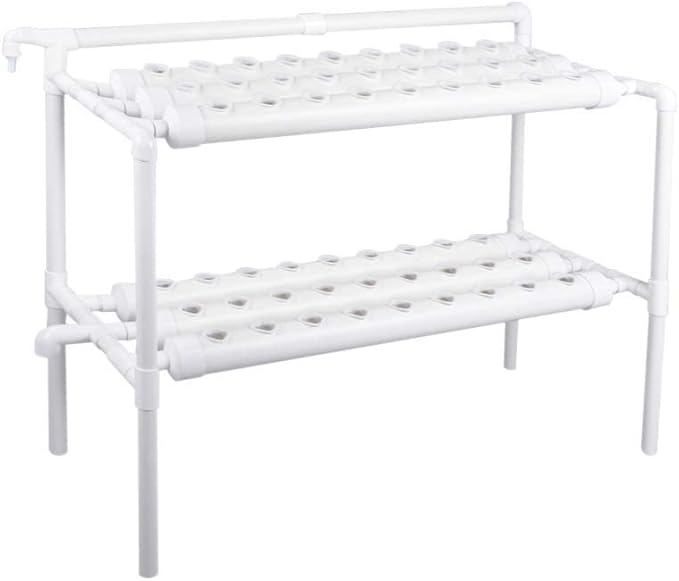 Hydroponics Growing System Kit54 Plant Sites 2 Layers Food-Grade PVC-U Pipes Hydroponic Grow Kit Gardening System with Water Pump TimerNet Pots and Sponge for VegetablesFruitsHerb