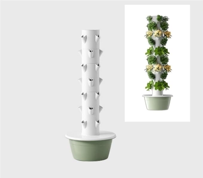 5/7/9-Tier Hydroponic Tower Hydroponics Growing System Kit Vertical Hydroponics Growing System Indoor Outdoor Self-Watering Hydroponic Tower(52.7x20.8IN)