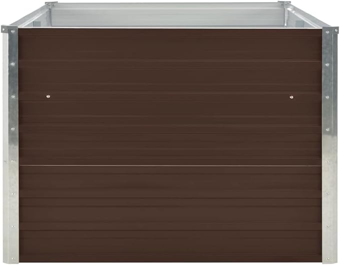 Raised Garden BedVegetable Trellis Large Planter Box for Growing Flowers Porch and Fruits Herbs Decks Patios 63X31.5X17.7 Galvanized Steel Brown